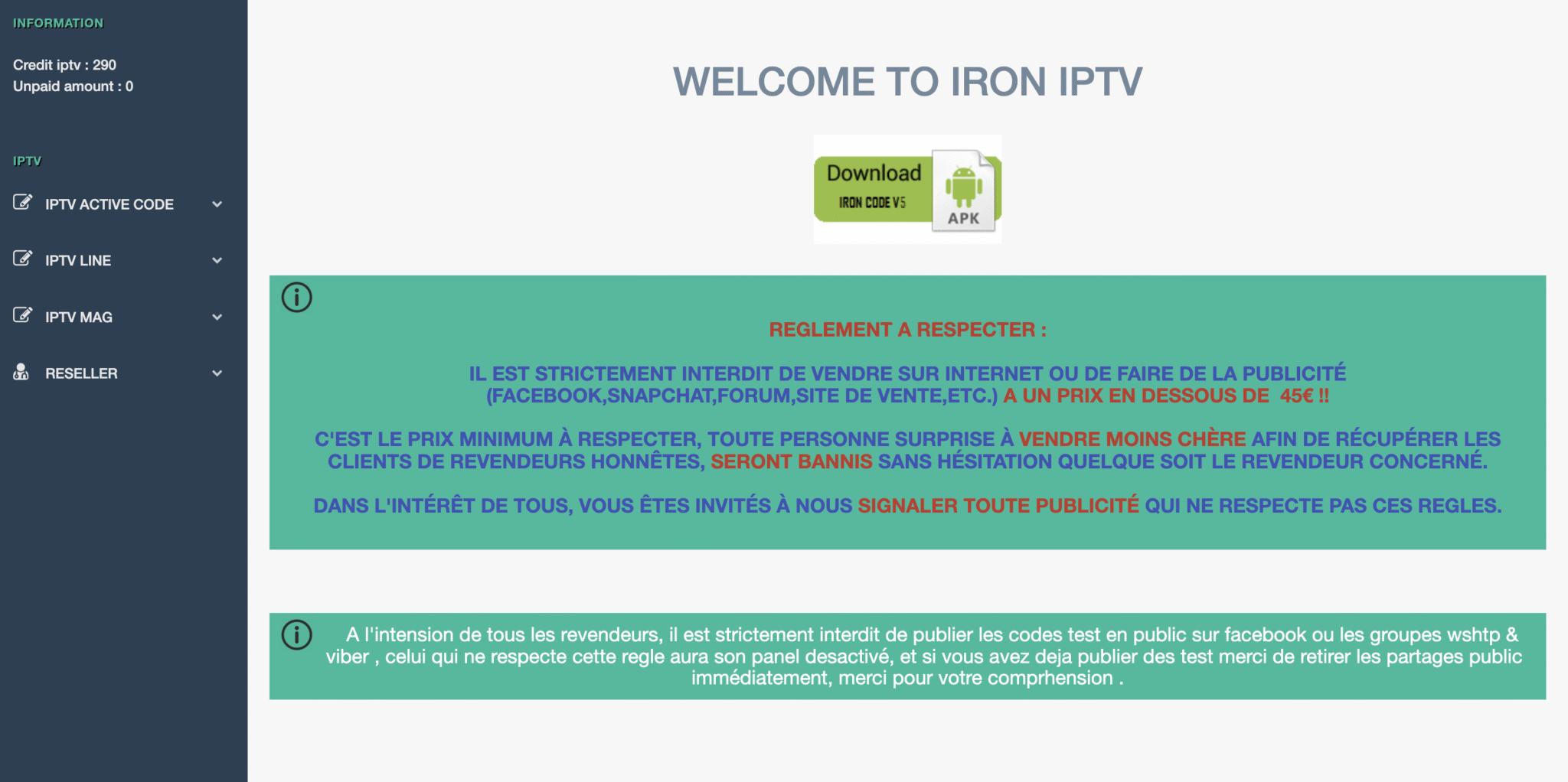 Espace partenaire revendeur IPTV IRON TV PRO
